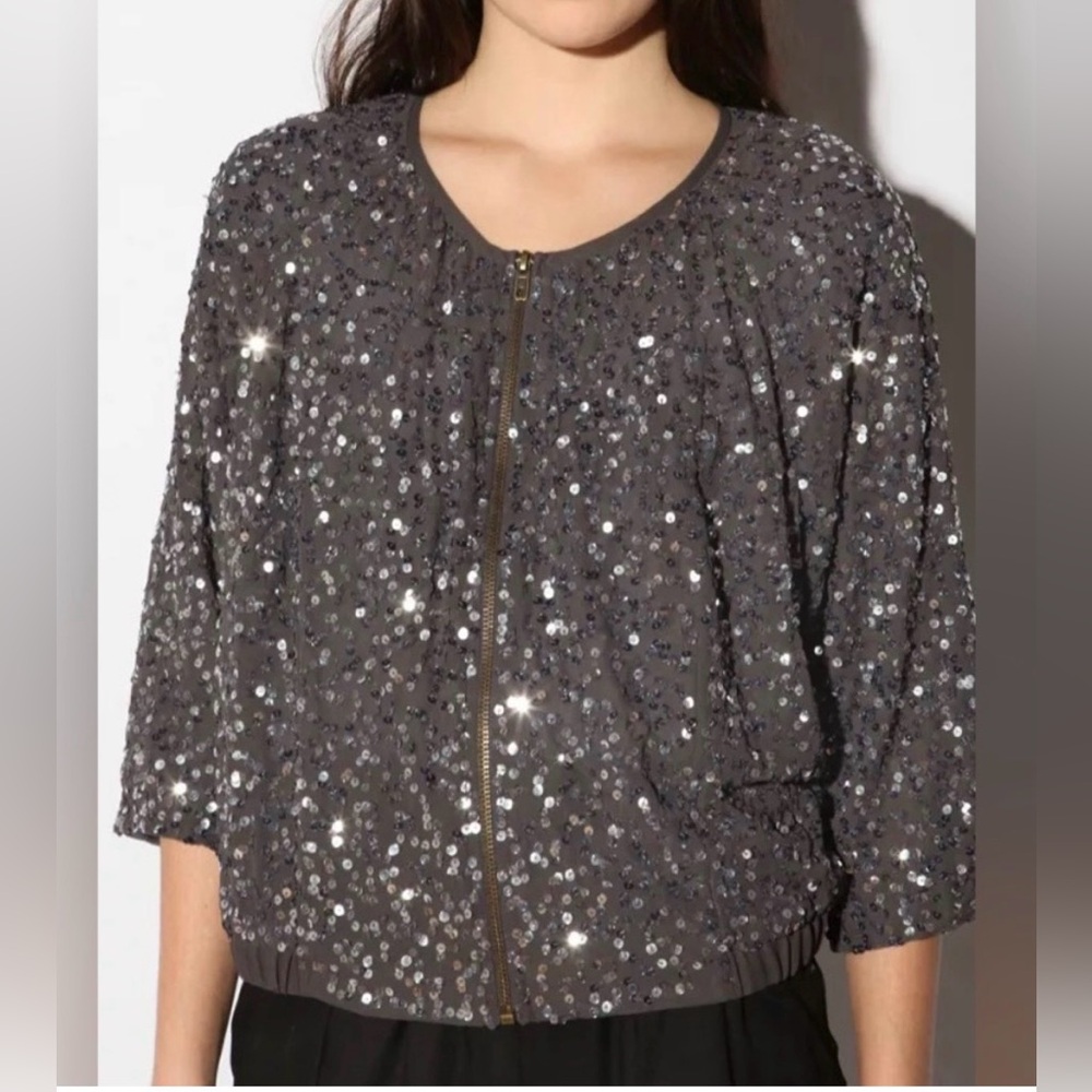 Sparkle & Fade Sequin Zip-Front Jacket